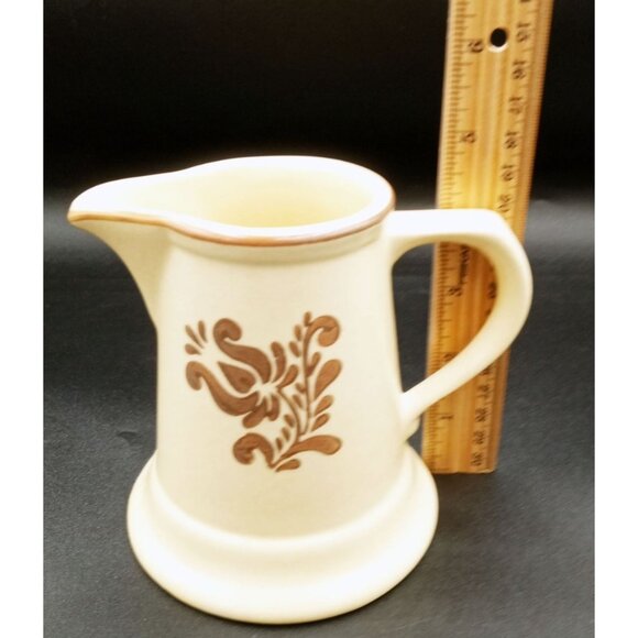 Pfaltzgraff Village Creamer Milk Pitcher Handle Brown Floral Design Vintage 4.5" - Picture 2 of 16